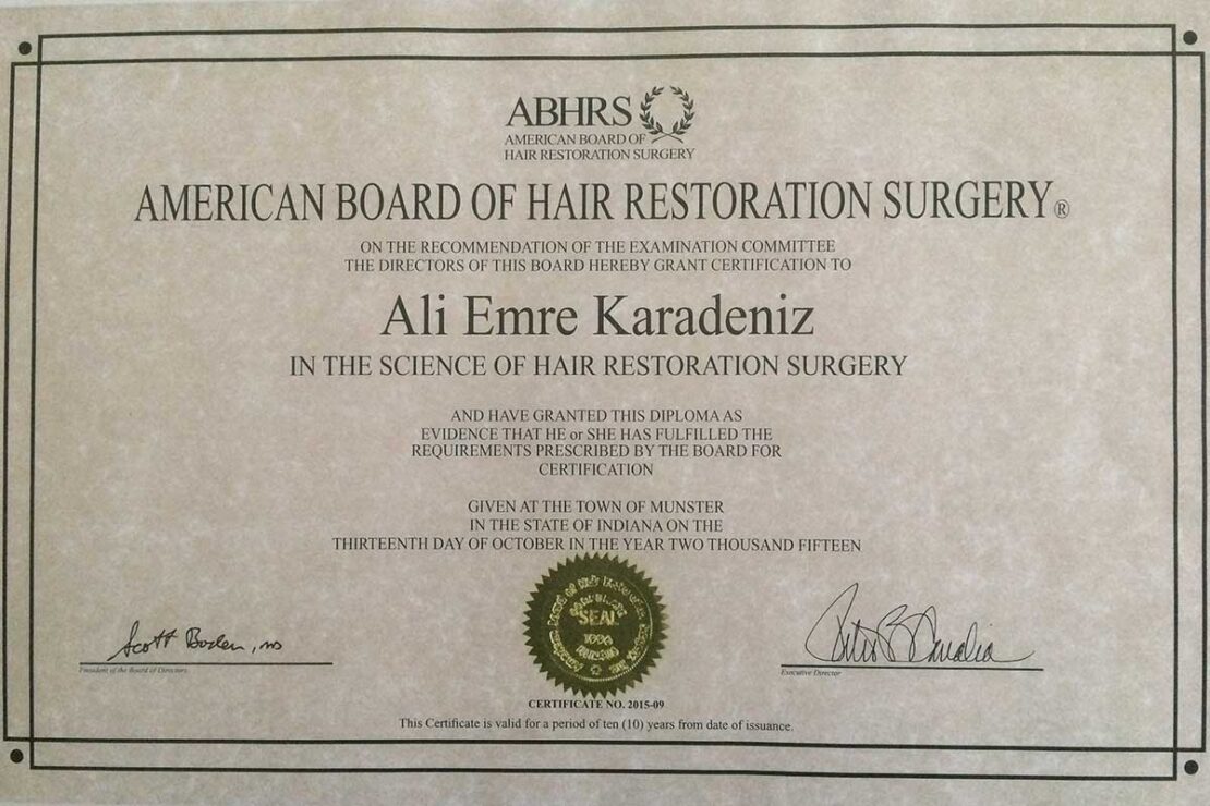 Dr. Ali Emre Karadeniz - ABHRS Certificate
